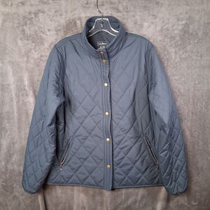 Ll Bean Womens Beans Cozy Quilted Jacket Sz Xl Teal Blue